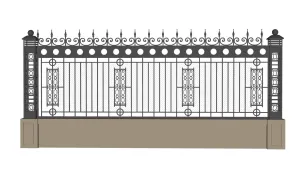 欧式铁艺围墙SU模型 SU模型下载