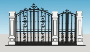 欧式双开铁艺别墅大门SU模型 SU模型下载