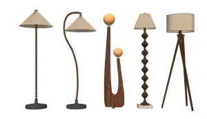 中古风落地灯组合SU模型 SU模型下载