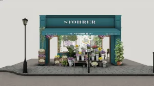 法式复古花店门头SU模型 - SU模型免费下载_sketchup模型