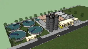 市政污水处理厂整体厂区SU模型 SU模型下载