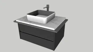 现代悬浮式台上盆浴室柜洗手台SU模型 SU模型下载