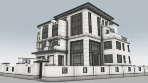 新中式四层独栋别墅SU模型 SU模型下载