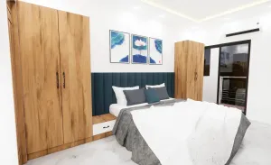 现代轻奢荷花主题卧室SU模型 SU模型下载