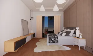 现代简约黑白纹毯卧室SU模型 SU模型下载