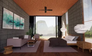 现代工业风一室公寓SU模型 - SU模型免费下载_sketchup模型