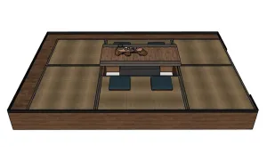 日式榻榻米茶桌升降台SU模型 SU模型下载