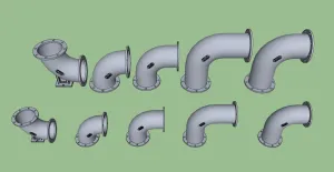 法兰连接弯头管件组合SU模型 - SU模型免费下载_sketchup模型