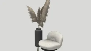 休闲椅与蒲苇花瓶组合SU模型 SU模型下载