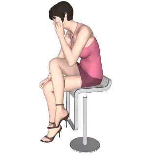 坐姿女性人物与吧椅组合SU模型 - SU模型免费下载_sketchup模型