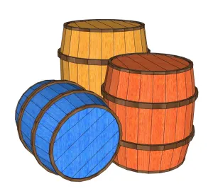 多色木质酒桶组合SU模型 - SU模型免费下载_sketchup模型