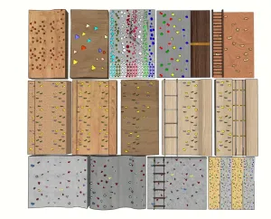 多材质攀岩墙面板组合SU模型库 - SU模型免费下载_sketchup模型