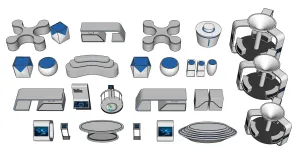 未来科技展厅模块化展台组件大全SU模型 - SU模型免费下载_sketchup模型