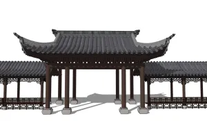 中式古建长廊SU模型 SU模型下载