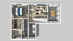 室内家装鸟瞰图装修SU模型 SU模型下载