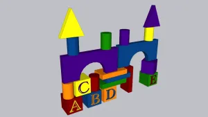 儿童字母积木城堡SU模型 SU模型下载