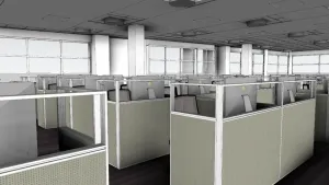 开放式办公区隔断工位SU模型 SU模型下载