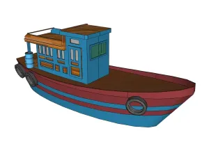 内河货运木船渔船SU模型 SU模型下载