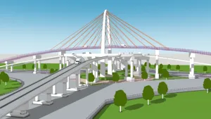 城市斜拉桥互通立交SU模型 SU模型下载