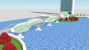 流线型玻璃景观桥SU模型 SU模型下载