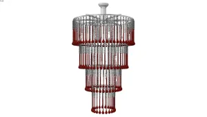 多层红银双色水晶吊灯SU模型 SU模型下载