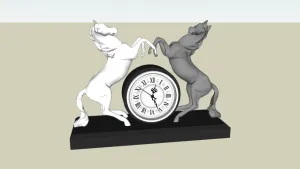 双马雕塑座钟SU模型 SU模型下载