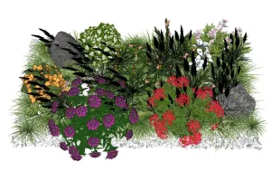 组团花镜植物景观SU模型 SU模型下载