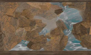 瀑布洞穴SU模型 SU模型下载