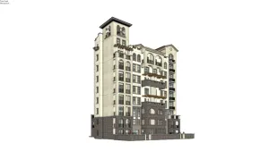 托斯卡纳风格高层现代住宅SU模型 SU模型下载