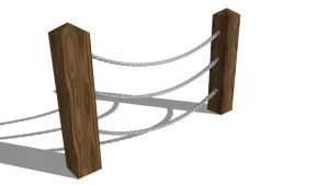 木质立柱麻绳护栏SU模型 SU模型下载