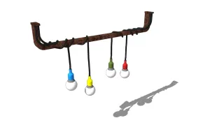 复古灯泡工业吊灯SU模型 SU模型下载