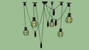 复古风工业吊灯SU模型 - SU模型免费下载_sketchup模型