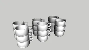 堆叠式带柄水杯（杯子）SU模型 SU模型下载