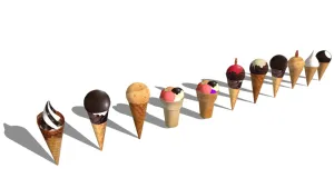 多款式甜筒冰激凌组合SU模型 SU模型下载