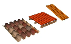 屋顶琉璃瓦片SU模型 SU模型下载