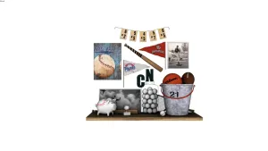 复古棒球主题装饰摆件SU模型 SU模型下载