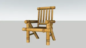 带扶手竹椅SU模型 SU模型下载