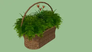 编织花篮绿植装饰SU模型 SU模型下载