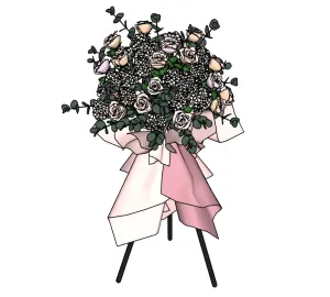 三脚架开业花篮SU模型 SU模型下载