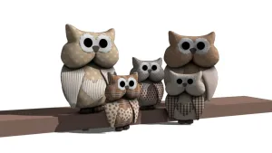布艺猫头鹰摆件组合SU模型 SU模型下载
