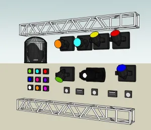 舞台灯光truss架桁架组合SU模型 SU模型下载