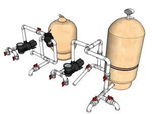 泳池过滤设备管件砂缸SU模型 SU模型下载