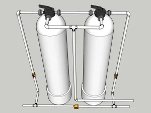 双罐立式水过滤工业设备SU模型 - SU模型免费下载_sketchup模型