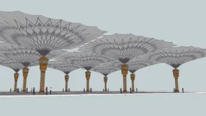 麦地那清真寺广场遮阳伞SU模型 - SU模型免费下载_sketchup模型