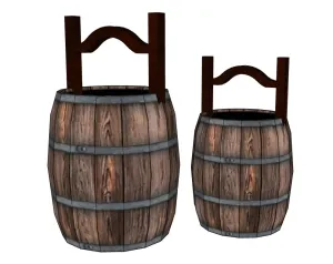 复古木质提桶木桶SU模型 SU模型下载