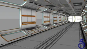 科幻飞船舱段通道走廊SU模型 SU模型下载