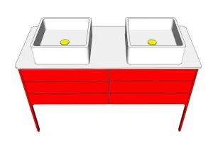 现代红色双台盆浴室柜SU模型 - SU模型免费下载_sketchup模型