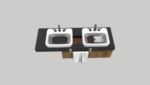 简约双台盆浴室柜SU模型 - SU模型免费下载_sketchup模型