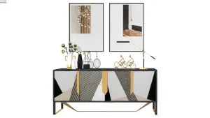 轻奢镜面餐边柜(边柜)SU模型 SU模型下载