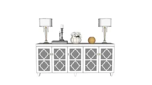 白色花纹餐边柜桌灯摆件SU模型 SU模型下载